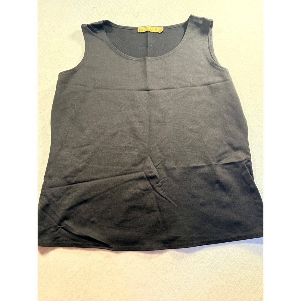 Notations Womens Black Sleeveless Scoop Neck Tank Top Stretch Style 17234 Size M